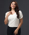 Vneck Sleeve Spilt Chiffon White Top